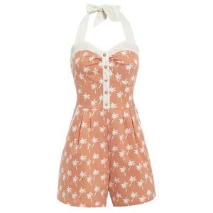 NWT Lindy Bop Palmer playsuit in peach palm tree